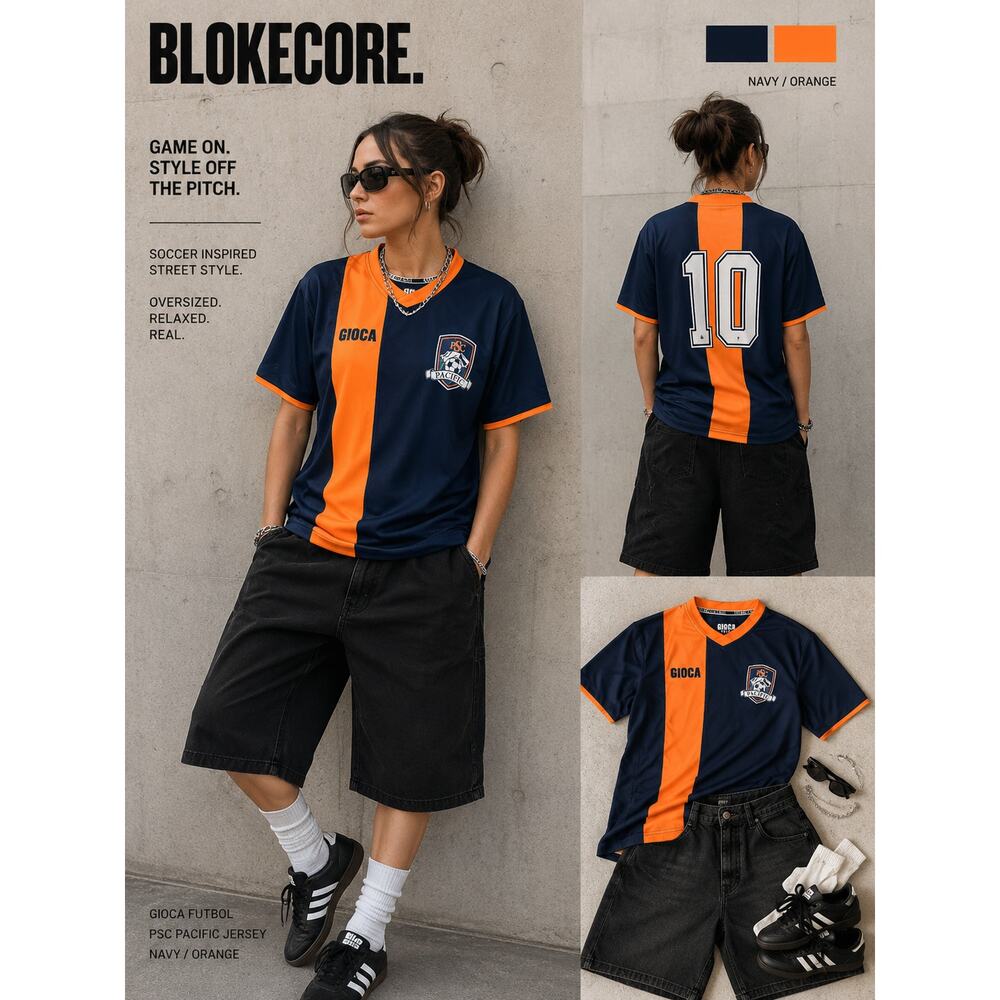 Gioca Futbol Pacific Soccer Club Jersey Navy Orange #44 Youth M Blokecore